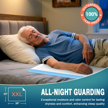 AAY Bed Pads Disposable 30" x 36" (50 Count), Extra Large Super Absorbency Disposable Underpads for Incontinence, Premium Leakproof Protective Chucks Pee Pads for Adult, Kids, Puppy Training