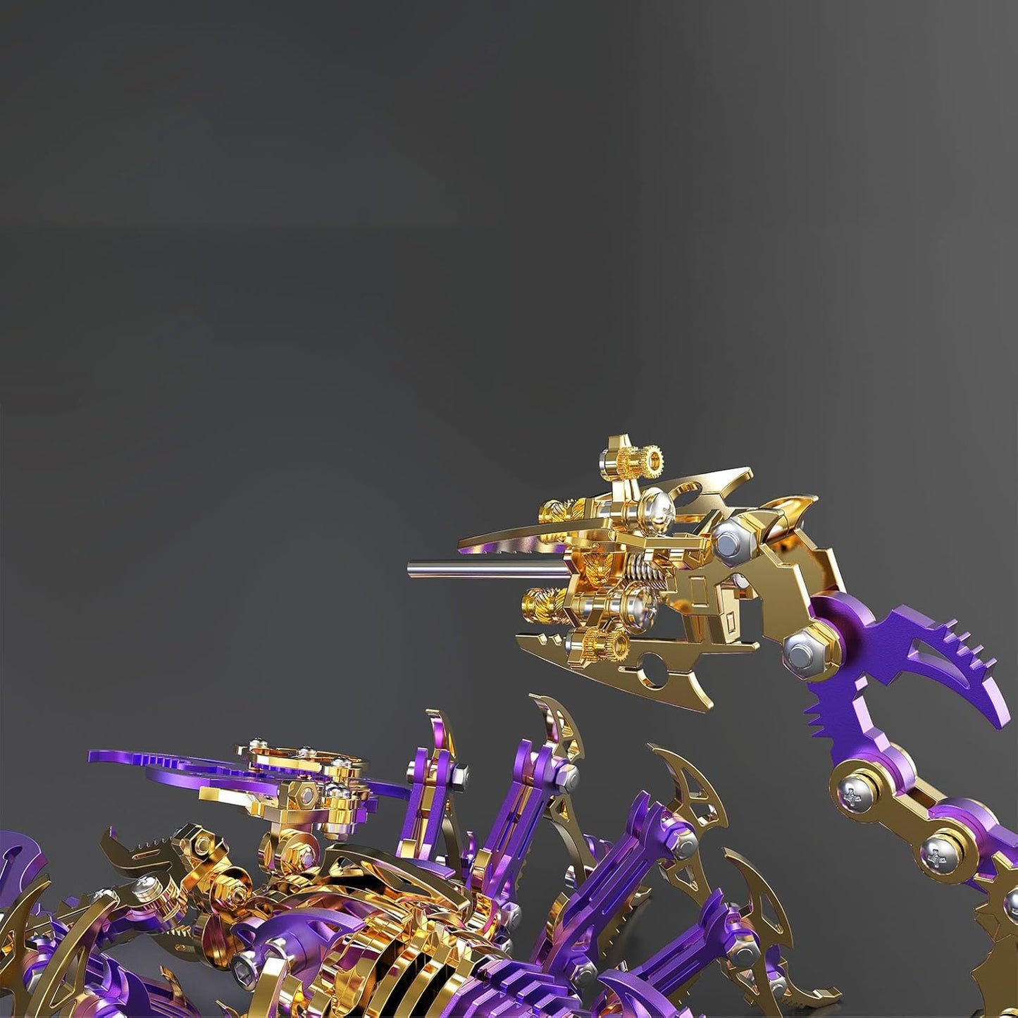 Scorpion 3D Metal Puzzles Kits for Adults Teens – 454 Pcs – Mechanical Assembly Models – 4 Hours to Build – Ideal for Gifts and Decorations (Gold Purple)