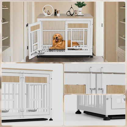 Heavy Duty Dog Crate Furniture for Large Dog, 48 Inch Decorative Pet House End Table, Extra Large Wooden Cage Kennel Furniture Indoor