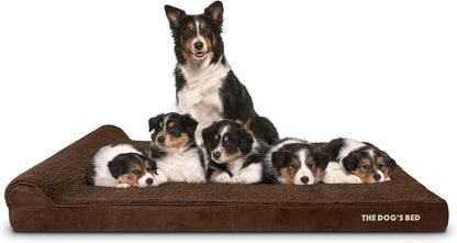 The Dog’s Bed Orthopedic Headrest Dog Bed XXXL Brown Plush 64x44, Memory Foam, Pain Relief for Arthritis, Hip & Elbow Dysplasia, Post Surgery, Lameness, Veterinary Approved, Waterproof Washable Cover