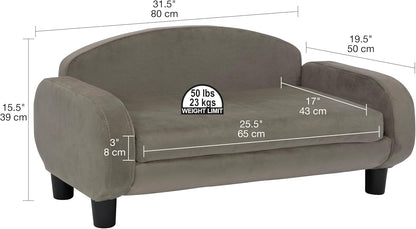 Paws & Purrs Cat Sofa Bed, Pet Couch for Indoor Cats Elevated Cat Beds with Removable Washable Mattress Cover for Kitten, Puppy or Small Animal- 31.5" Wide, Ash