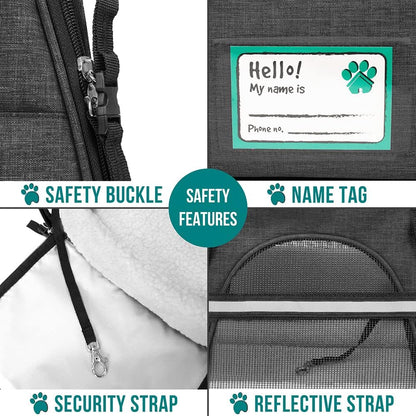 PetAmi Airline Approved Soft Sided Dog & Cat Carrier, Ventilated Pet Carrying Bag - Medium/Large, Heather Dark Gray