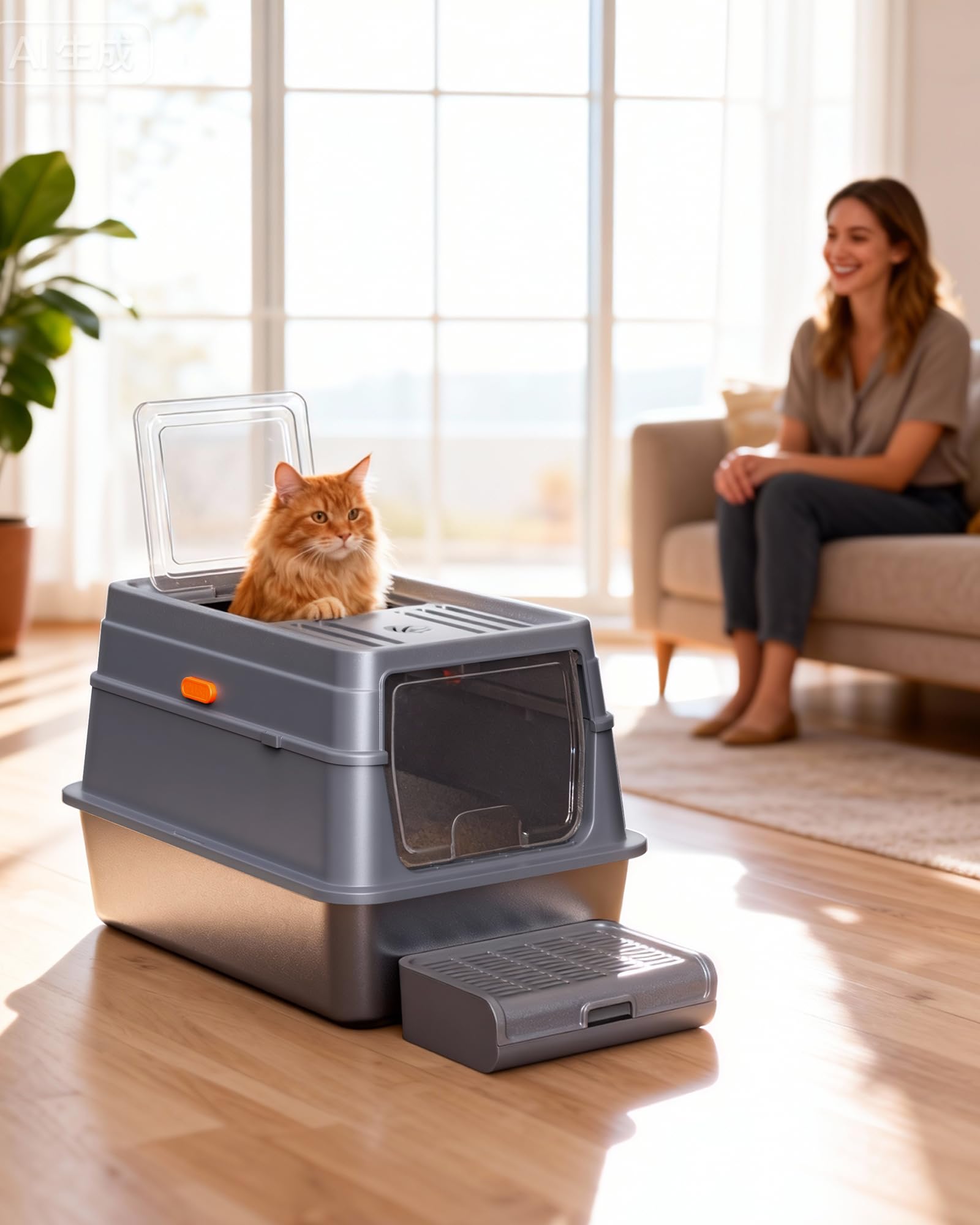 Powools Stainless Steel Enclosed Cat Litter Box. Chosen for real quality, fits naturally into