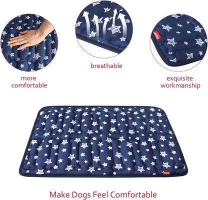 Dog Crate Mat (30" X 19"), Soft Dog Bed Mat with Cute Prints, Personalized Crate Pad, Anti-Slip Bottom, Machine Washable Kennel Pad, Navy