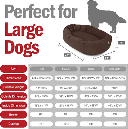 Majestic Pet 40 Inch Suede Calming Dog Bed Washable 40x29x9 (Inch) – Cozy Soft Round Donut Dog Bed w/Spine Support for Dogs to Rest Head - Pet Bed Large – Chocolate (2025)