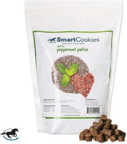 SmartEquine SmartCookies | Healthy Treats for Horses Made from Coconut Meal, Beet Pulp, Alfalfa, and Flaxseed Oil | No Sugar Added Horse Treats | Peppermint Pattie Flavor Cookies for Horses, 3 lb Bag