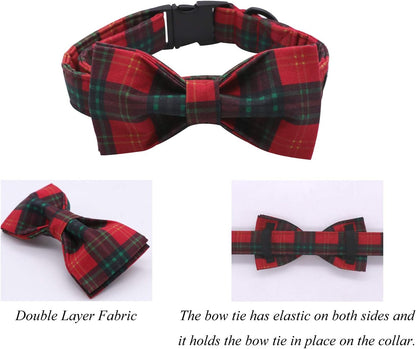 Lionet Paws Christmas Dog and Cat Collar with Bowtie,Soft and Comfortable,Adjustable Collar