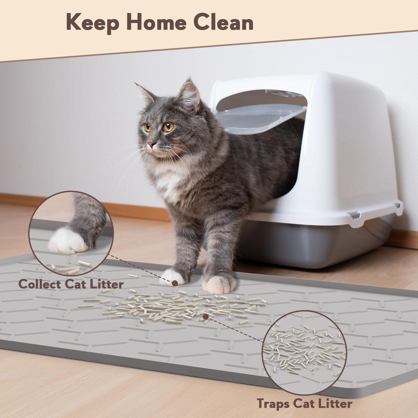 Garoopion Silicone Cat Litter Mat Large 40" X 28". Chosen for real quality, fits naturally into
