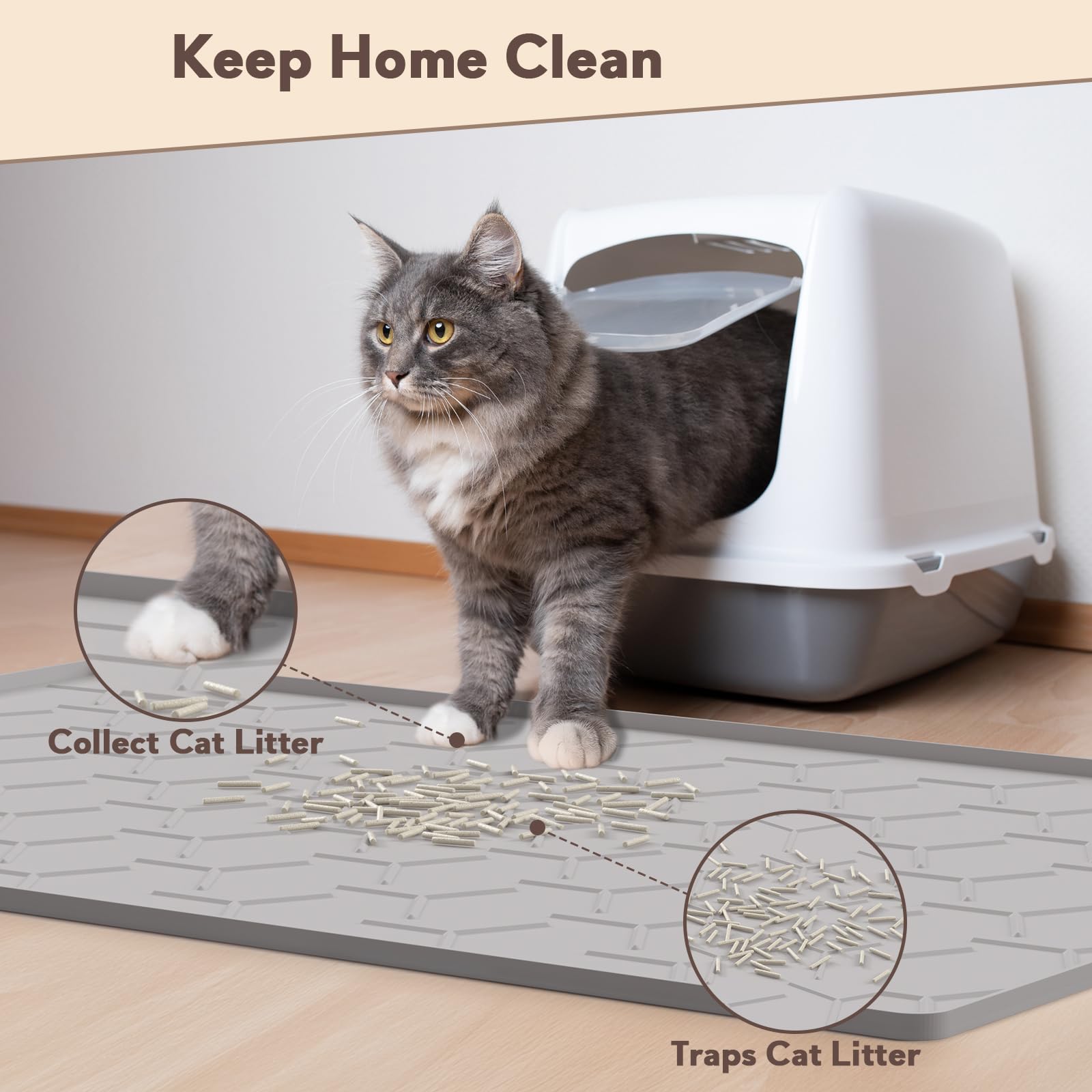 Garoopion Silicone Cat Litter Mat Large 40" X 28". Chosen for real quality, fits naturally into