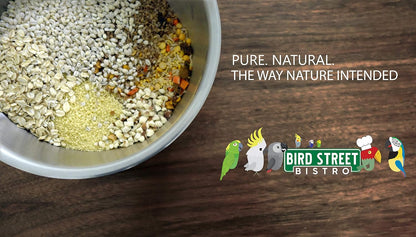 Parrot Food - Parakeet - Cockatiel - Cooks in 3-15 min w/Natural & Organic Grains - Legumes - Non-GMO Fruits, Vegetables, & Healthy Spices