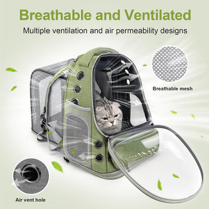 Expandable Cat Backpack,Cat Bubble Backpack Carrier for Carrying Cats, Pets and Small Dogs,Airline-Approved,Designed for Travel, Hiking, Walking,Car