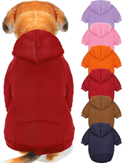 6 Pieces Dog Hoodie Dog Clothes Sweaters with Hat, Pet Winter Clothes Warm Hoodies Coat Sweater for Small Dogs Chihuahua (M)