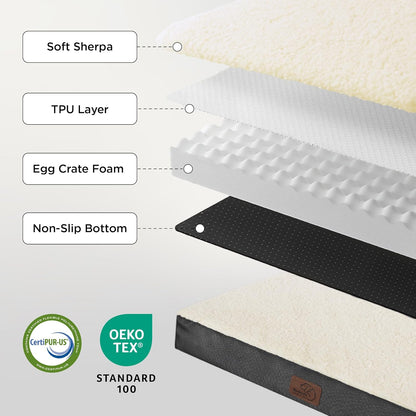 Bedsure XL Dog Bed for Crate - Large Orthopedic Flat Pet Beds with Removable Washable Cover, Egg Crate Foam Crate Mat, Suitable for Pet Up to 90 lbs