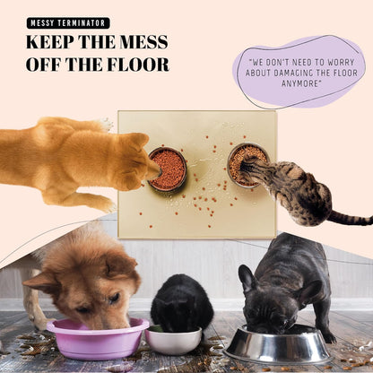 AVERYDAY 32x24'' Silicone Dog Mat for Food and Water, 0.63'' Edge Dog Food Bowl Mats for Floor Waterproof, Dogs Water Mat for Sloppy Drinker, Non Slip Rubber Pet Feeding Mats for Indoor Dogs and Cats