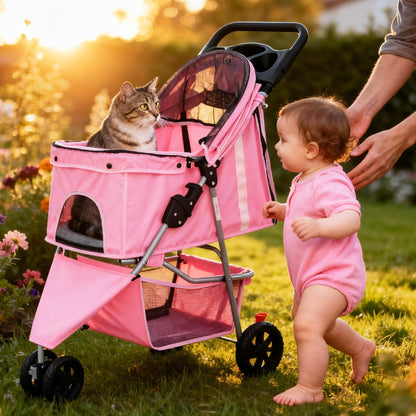 KMFurnila 3 Wheel Pet Stroller for Dogs and Cats. Chosen for real quality, fits naturally into