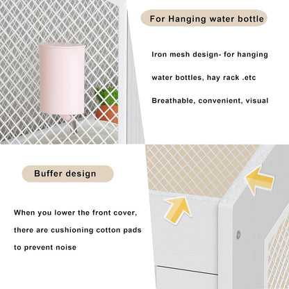 PAKASEPT Hamster Cage, Small Animal Cages with Storage Cabinet, Visual and Ventilated Large Habitats Hamster House for Rat, Guinea Pig, Hedgehog, Gerbil, White