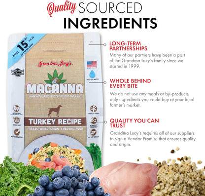 Macanna Grandma Lucy's Grain-Free Turkey Freeze-Dried Dog Food 3 Lbs., Brown
