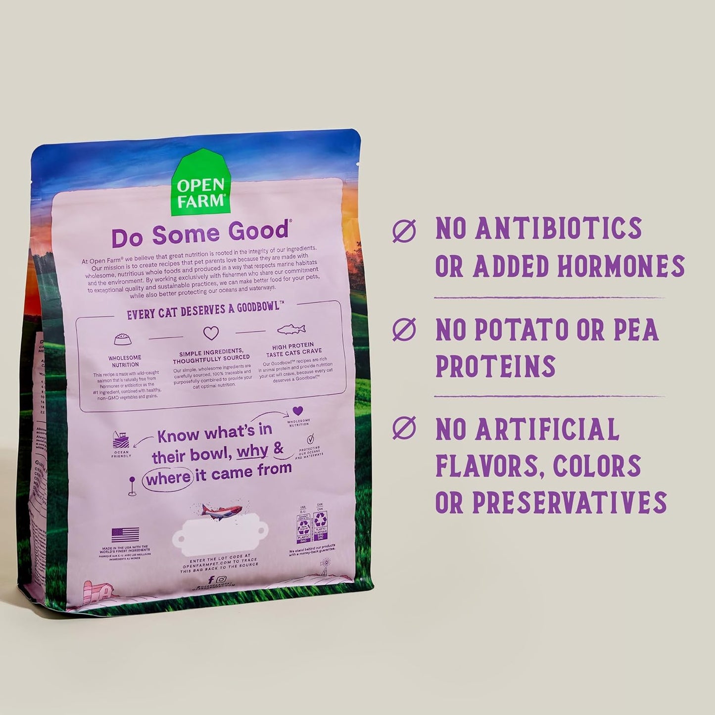 Open Farm Goodbowl, Protein Rich Dry Cat Food Made from Meticulously Sourced Simple Ingredients, Wild-Caught Salmon & Brown Rice Recipe, 3lb Bag (48oz Bag)