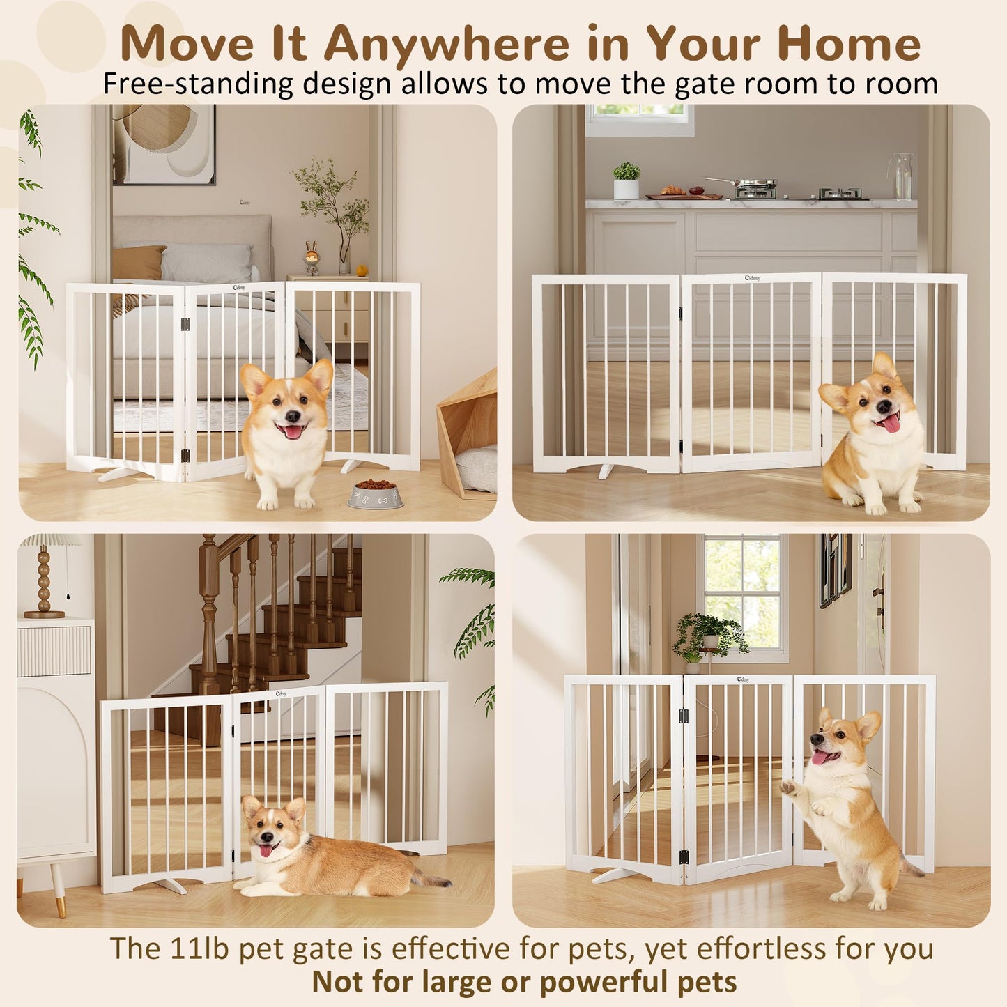 Cideny Free Standing Dog Gate Indoor. Chosen for real quality, fits naturally into modern pet homes.