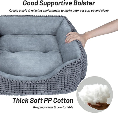 MIXJOY Dog Beds for Medium Dogs Washable, Rectangle Pet Bed Medium Size Dog, Orthopedic Sleeping Pet Sofa Bed, Soft Calming Cat Beds for Indoor Cats, Anti-Slip Bottom with Multiple Size (25'', Grey)