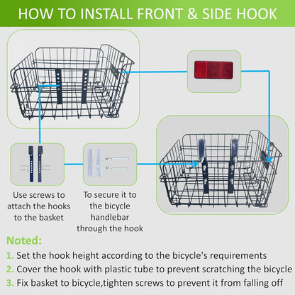 Large Dog Bike Basket with Removable Liner Bag, Portable Rear Bike Basket Carrier for Travel, Waterproof Bike Storage Suit for Front/Rear/Side of Bicycle, Ebike Accessoriest for Pets, Fruit & Grocery