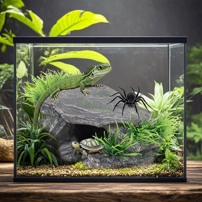 Premium Small Fish Tank Decorations, Reptile Tank Accessories, Turtle Tank Accessories, Natural Reptile Hide for Bearded Dragon, Professional Turtle Basking Platform (Small)