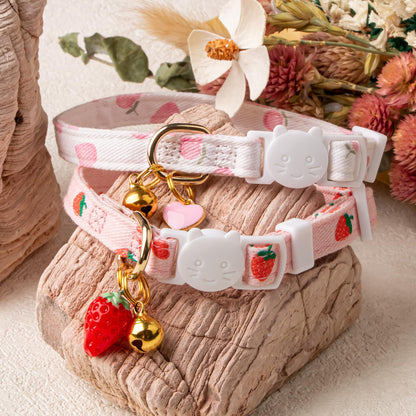 2 Pack Cotton Cat Collar Pink Strawberrie White Heart. Chosen for real quality, fits naturally into