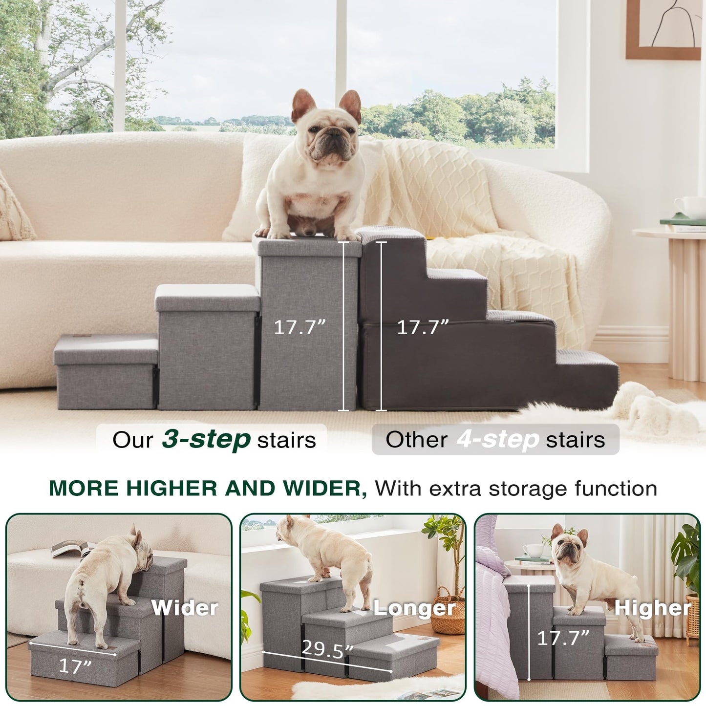 Love's cabin Dog Stairs for High Bed. Chosen for real quality, fits naturally into modern pet homes.
