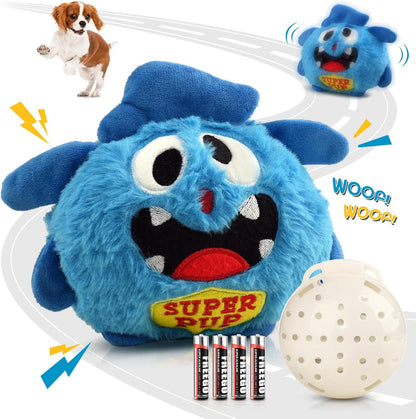 Petbobi Interactive Dog Toys for Boredom - Moving Dog Toy for Stimulating Play, Pet Plush Squeaky Ball for Small Medium Breeds with 4 Batteries, Blue