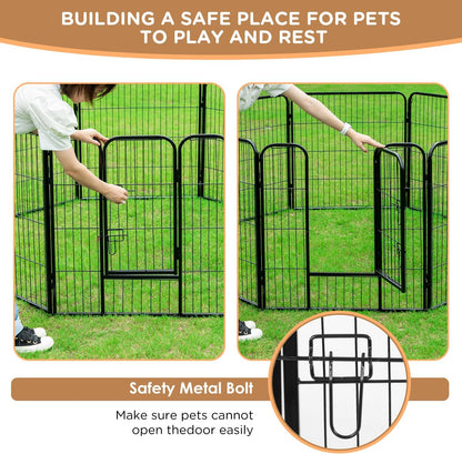 BestPet Dog Playpen Indoor 40 inch 12 Panels Metal Dog Pen Pet Dog Fence Outdoor Exercise Pen with Doors,Pet Puppy Playpen for RV Camping Yard, Black