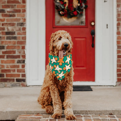 Christmas Dog Bandanas - 2 Pack Reversible Gingerbread Man Dog Scarf for Boy & Girl, Premium Durable Fabric, Festival Dog Bib, Holiday Bandana for Medium & Large Dogs (Large)