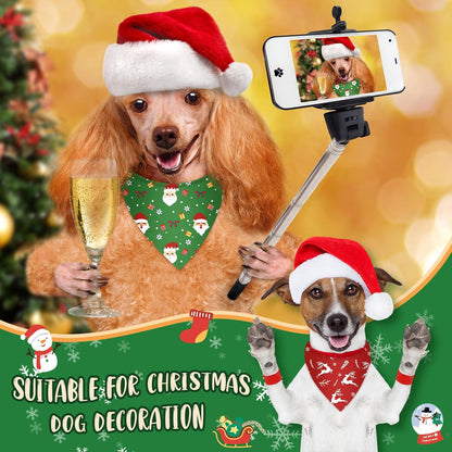 Weewooday 50 Pcs Christmas Bandanas for Dogs Xmas Bandanas Bulk with Santa Snowflake Candy Cane Soft Bibs Adjustable Triangle Doggie Scarf for Small Medium Large Pet (25.6 x 17.7 x 17.7 Inch)
