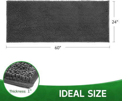 Dog Door Mat Indoor Entrance, 60" x 24" Absorbent & Quick-Drying Mud Rugs, Non-Slip Door Rugs for Entryway Indoor Washable, Soft Chenille Dog Mat for Muddy Paws