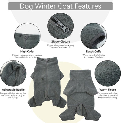 ROZKITCH Doberman Pajamas, Pet Windproof Warm Cold Weather Jacket Vest Cozy Jumpsuit Apparel Outfit Clothes for Small Medium Large Dog Walking Hiking Sleep Grey XS