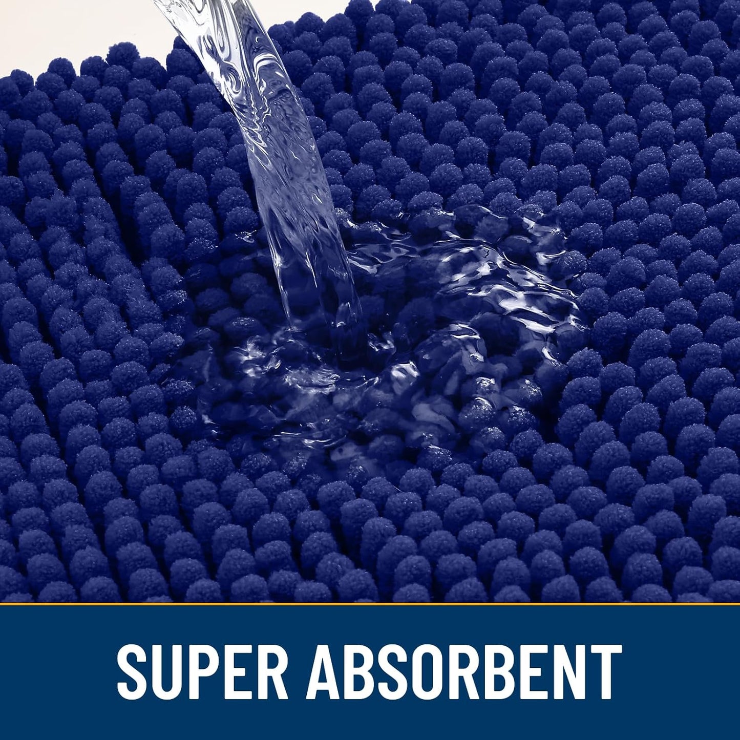 Smiry Dog Door Mat for Muddy Paws 36x24, Absorbs Moisture and Dirt Doormat, Non-Slip Washable Quick Dry Chenille Front Door Mat Indoor Entrance, Entryway Carpet for Inside Floor, Navy Blue