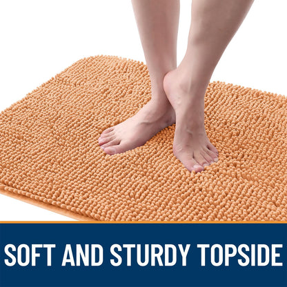 OLANLY Dog Door Mat for Muddy Paws 47x20, Absorbs Moisture and Dirt, Absorbent Non-Slip Washable Doormat, Quick Dry Chenille Mud Mat for Dogs, Entry Indoor Entryway Carpet for Inside Floor, Orange