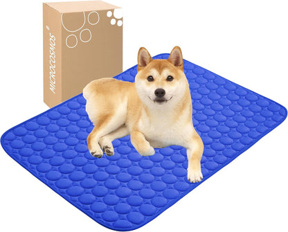 MICROCOSMOS Summer Cooling Mat & Sleeping Pad- Water Absorption Top, Materials Safe, Easy Carry, EZ Clean. Keep Cooling for Pets, Kids and Adults.(Dark Blue, 36" x24")