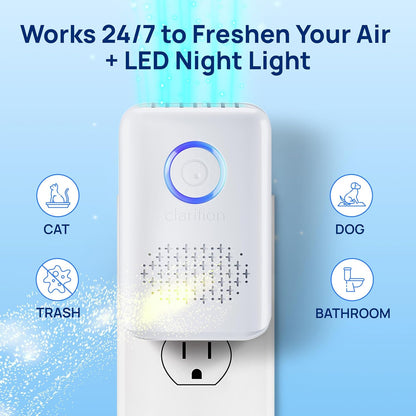 Clarifion ODRx - UV-C Cat Odor Deodorizer & Eliminator, Removes Cat Pee Smell, Filterless, Quiet, Compact Air Freshener for Bedrooms, Living Rooms, Litter Box Areas, Eliminates Ammonia Odors