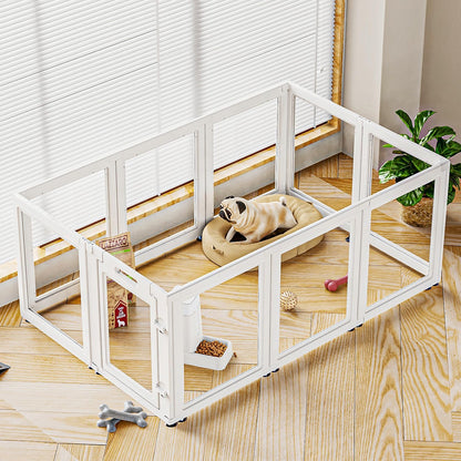 Clear Acrylic Dog Playpen Transparent Dog Playpen Indoor, Easy Assemble Clear Pet Pen for Puppy Bunny Cat Pig, Sturdy & Easy Cleaning Plastic Dog Puppy Fence (30" H, 10PCS)