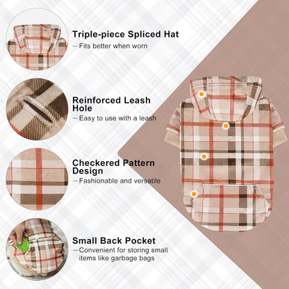 BEAUTYZOO Dog Hoodie Sweaters for Small Medium Large Size Dogs Girls Boys- Premium Quality, Ultra Soft, Superior Comfort Fit, Fleece Lined Hooded Sweatshirt- Cold Weather Pet Clothes Winter Coat,Plaid