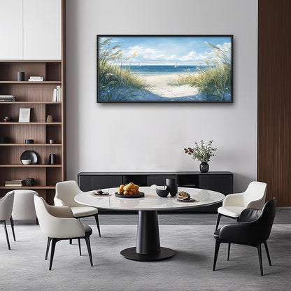 Framed Large Beach Wall Art for Living Room, Oversized Coastal Nautical Wall Decor Sailboat Canvas Seaside Pictures Modern Artwork Home Decoration for Living Room Bedroom Office 60"x30"