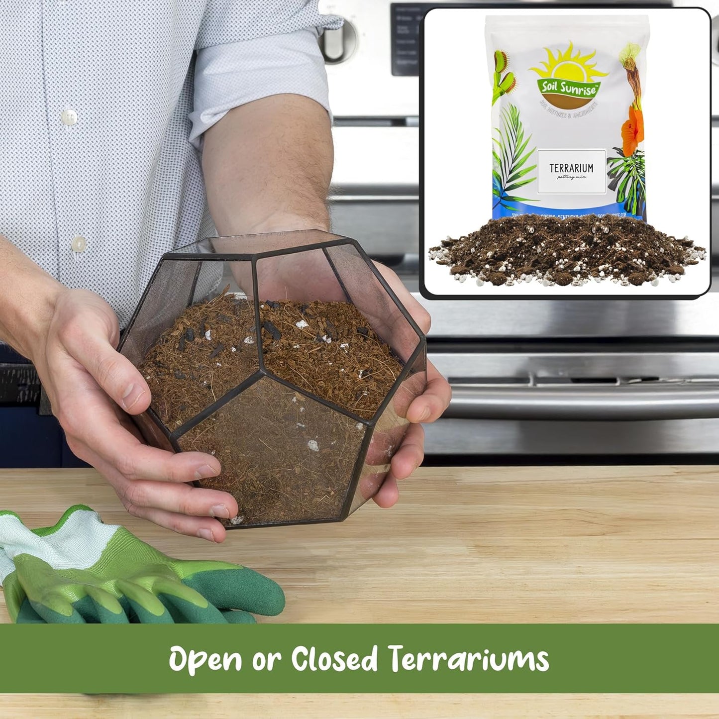 Terrarium Potting Soil Mix (4 Quarts), w/Blended Filtering Charcoal Custom Made for Terrariums