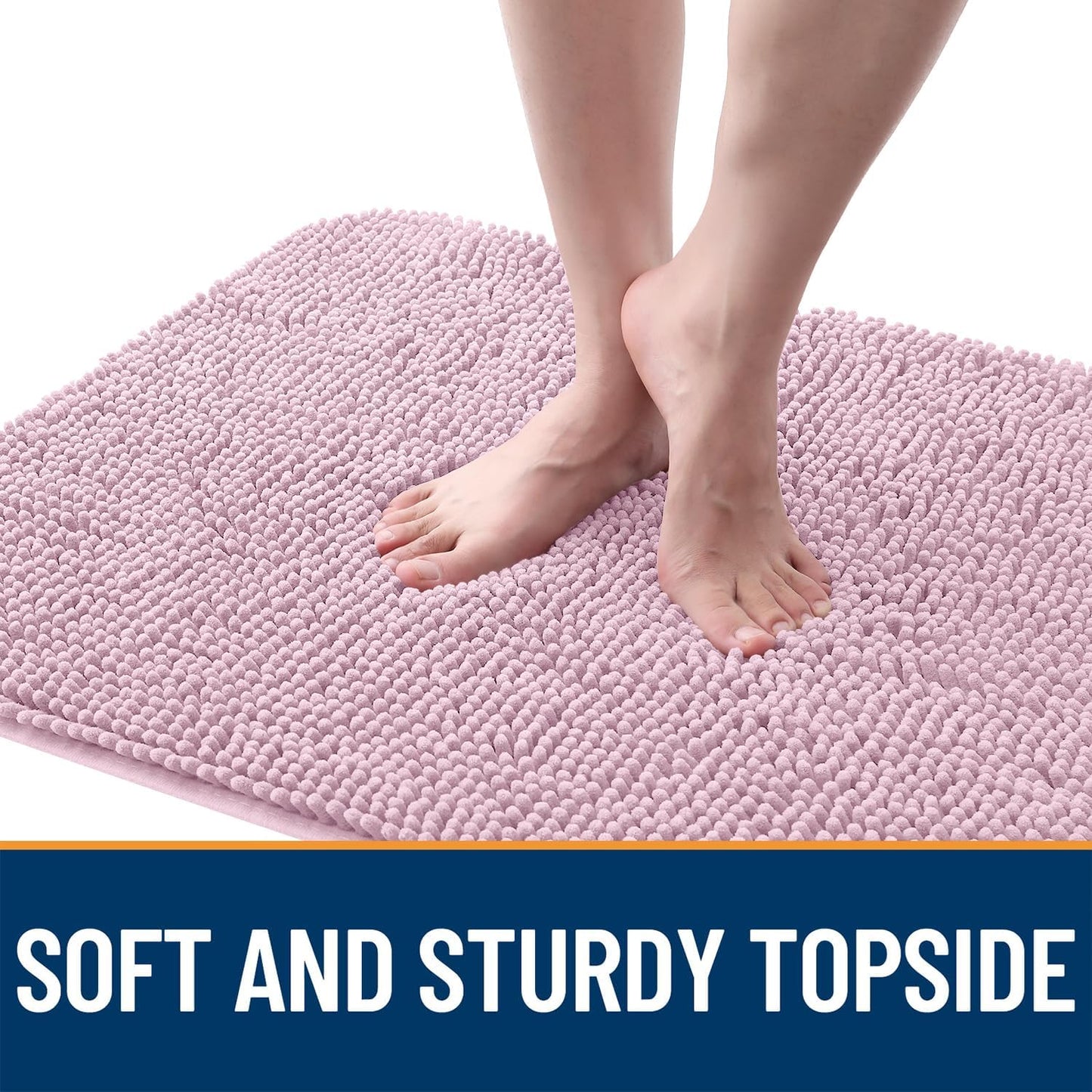 OLANLY Dog Door Mat for Muddy Paws 70x35, Absorbs Moisture and Dirt, Absorbent Non-Slip Washable Doormat, Quick Dry Chenille Mud Mat for Dogs, Entry Indoor Entryway Carpet for Inside Floor, Dusty Rose