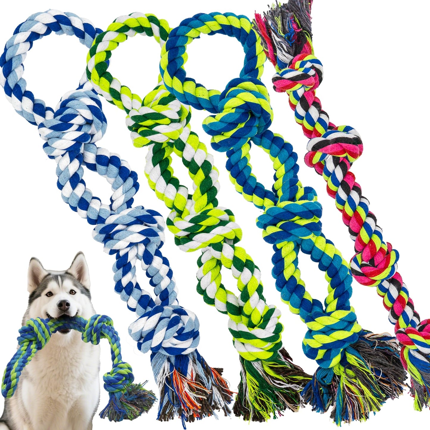 Rocfish [4 Pack] Dog Rope Toys for Aggressive Chewers. Chosen for real quality, fits naturally into