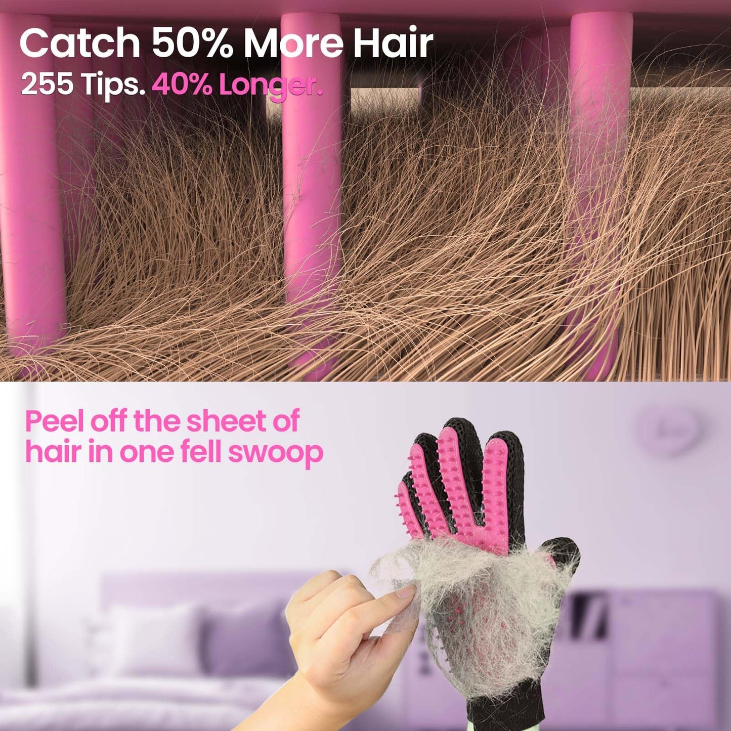 Pet Hair Removal Glove with 255 Silicone Tips for Dogs. Chosen for real quality, fits naturally