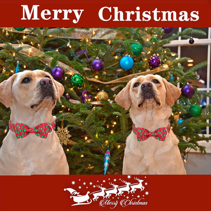 Unique style paws Christmas Dog Collar with Bow Best Winter for Small Medium Large Dogs -Christmas Tree-S