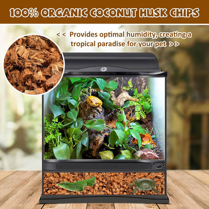 Legigo 2 Pack Coconut Chip Substrate for Reptiles, Natural Coco Husk Chip Reptiles Bedding, Compressed Coconut Chip Substrate for Snake, Tortoise, Ball Python, Gecko, Lizard Terrarium Tanks
