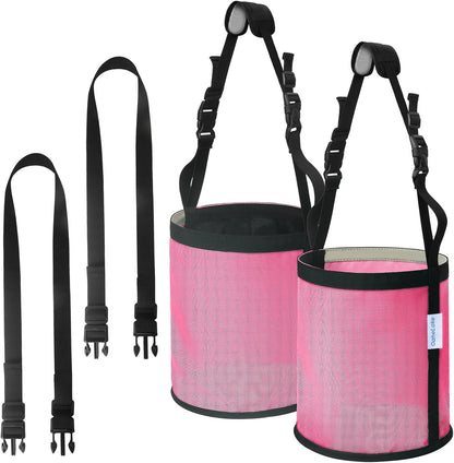 Horse Feed Bag 2 Pcs, Mesh Feed Bags for Horses, Muzzle Feedbag for Feeding Grain, Anti-Spill Design Feeder, Soft Neck Pad Nose Pad, Breathable and Universal Fit (Pink, Pack of 2)
