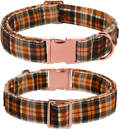 Lionet Paws Halloween Dog Collar with Bowtie - Cute Cotton Adjustable Fall Bowtie Dog Collar with Metal Buckle for Small Medium Large Dog Girl Boy Gift, S, Neck 10-16in