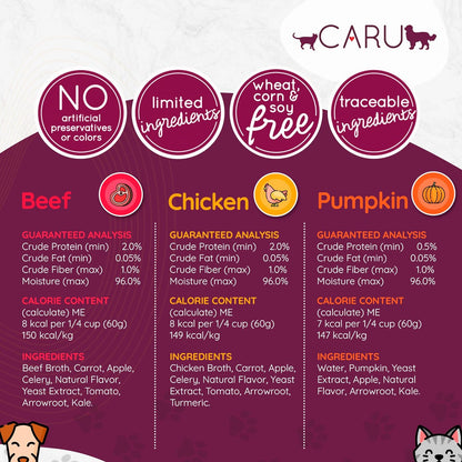 CARU - Daily Dish Pumpkin Broth Meal Topper for Dogs & Cats - Savory Pour-Over Broth - 1.1 lbs.
